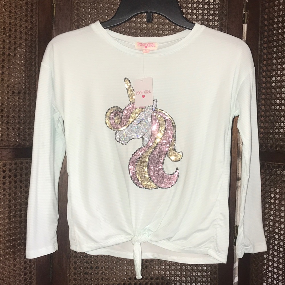 New! Poof Girl Long Sleeve Striped Unicorn Top